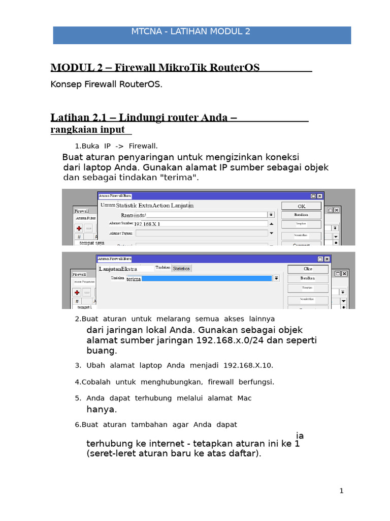 Panduan Firewall MikroTik RouterOS | PDF