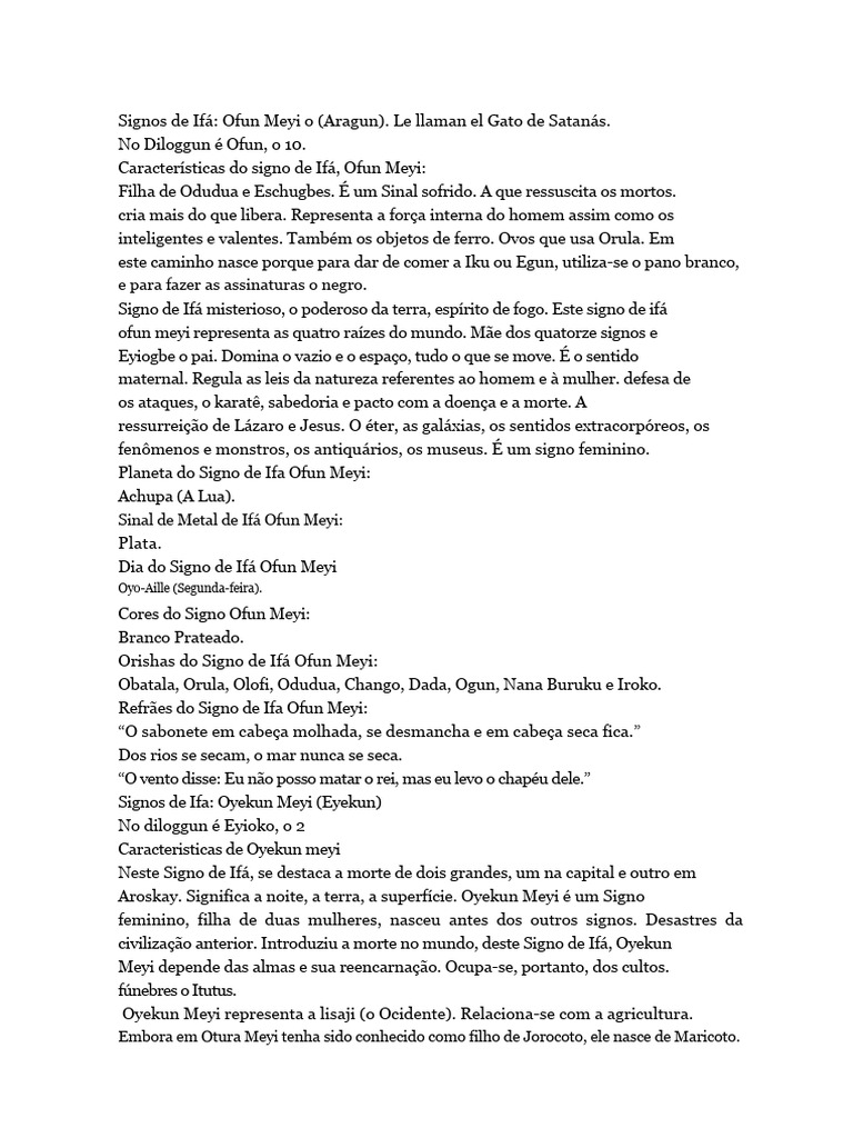Signos de Ifá: Ofun Meyi e Oyekun Meyi | PDF | Vermelho | Terra