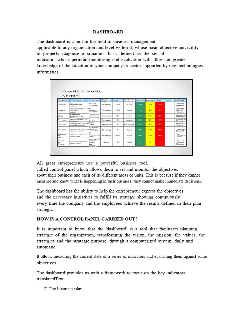 Business Dashboard Overview and Benefits | PDF | Goal | Strategic ...