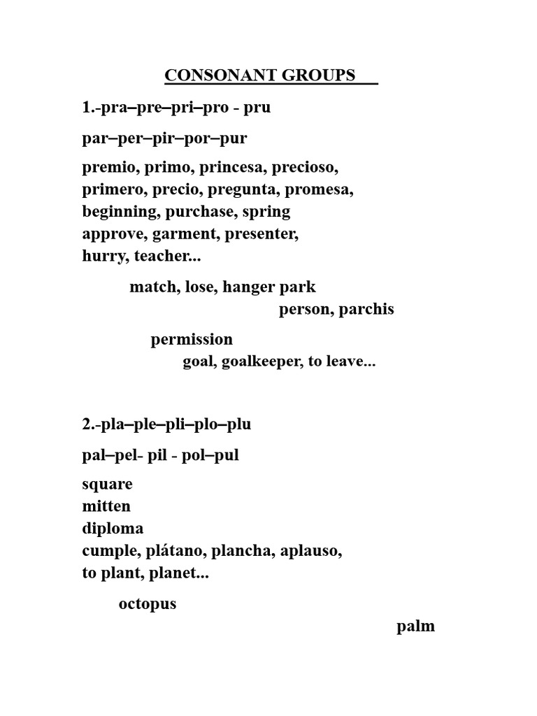 Consonant Groups and Activities Guide | PDF