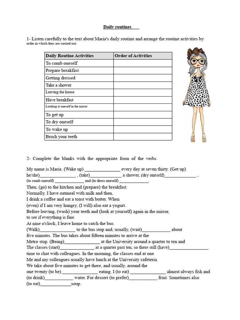 The Daily Routines | PDF | Lunch | Cuisine