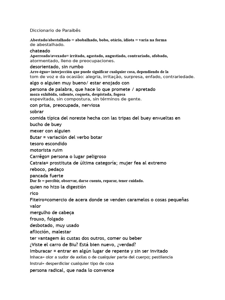 Diccionario de Términos Paraibanos | PDF