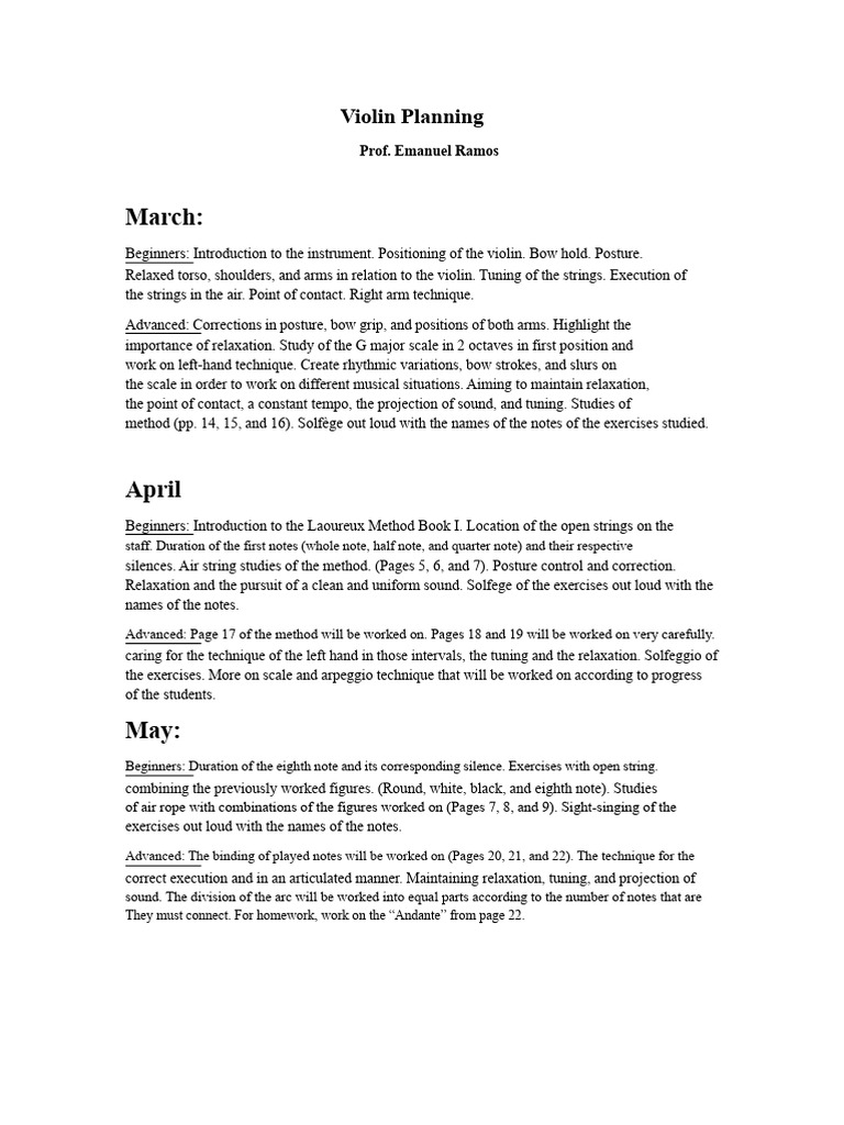 Violin Lesson Planning Guide | PDF | Violin | String Instruments
