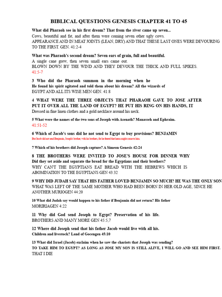 Genesis Questions | PDF