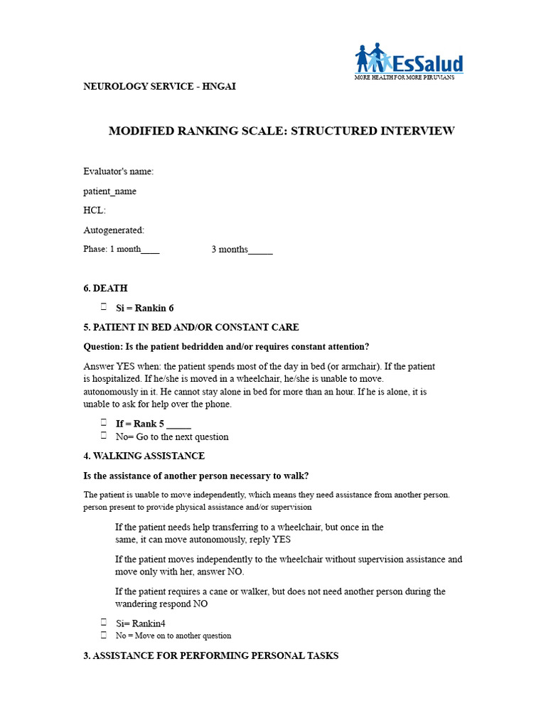 Modified Rankin Scale | PDF | Medical Specialties | Human Diseases And ...