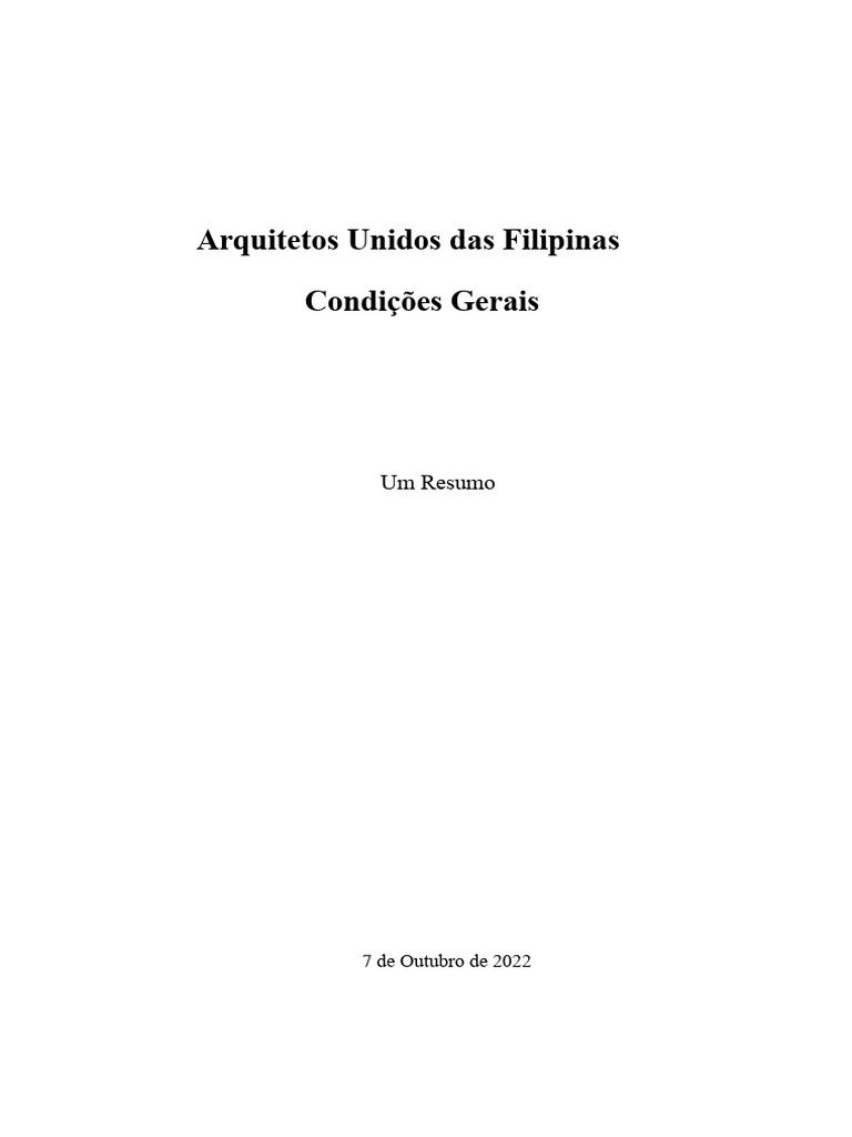 Condições Gerais dos Arquitetos Filipinos | PDF | Garantia ...