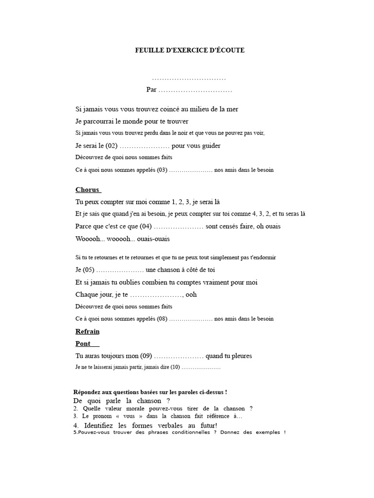Exercice d'écoute sur l'entraide | PDF