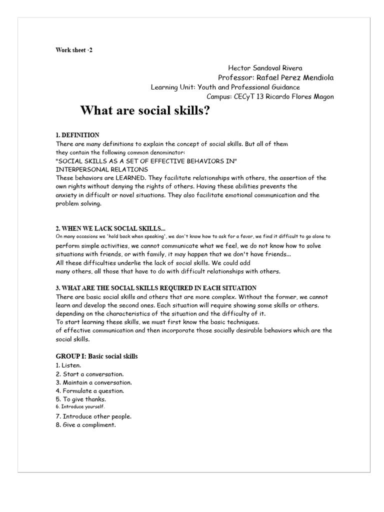 Essential Social Skills for Success | PDF | Social Skills | Self Esteem