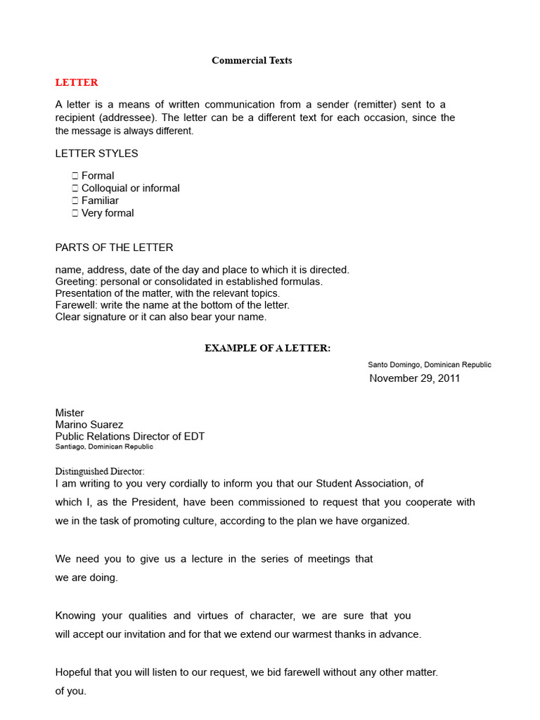 Commercial Texts | PDF | Memorandum