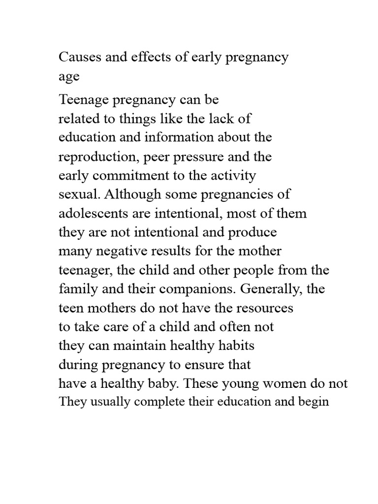 Causes and Effects of Early Pregnancy | PDF | Adolescence | Teenage ...
