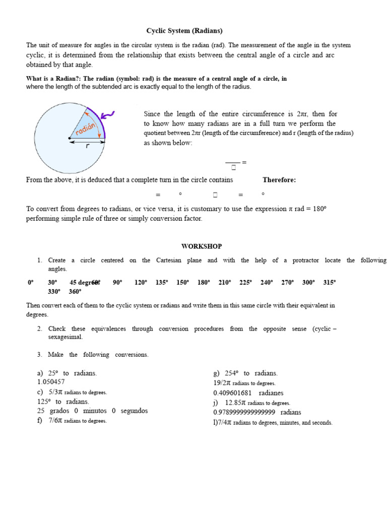 Understanding Radians in Cyclic Systems | PDF | Circle | Angle
