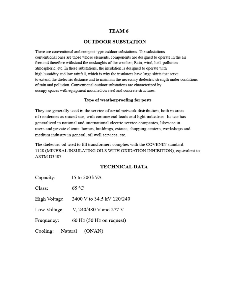 Outdoor Substation Overview and Specifications | PDF | Transformer ...