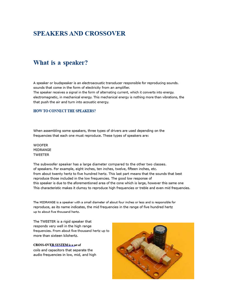 Speaker Types and Crossover Basics | PDF | Loudspeaker | Audio Engineering