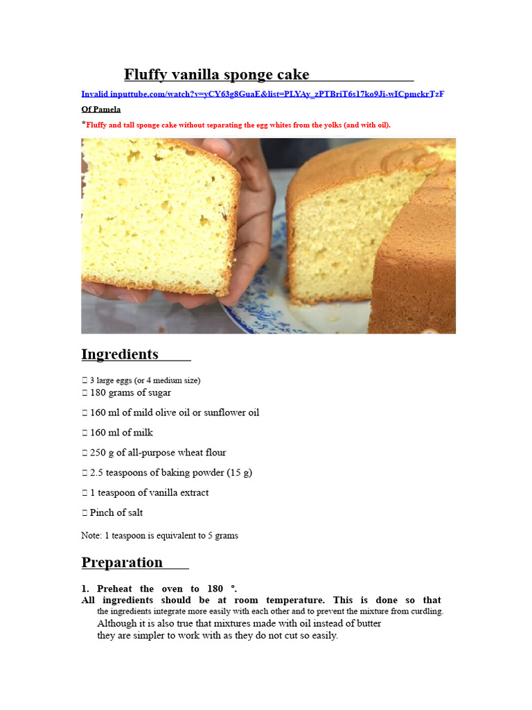 1-Fluffy Vanilla Sponge Cake | PDF | Cakes | Flour