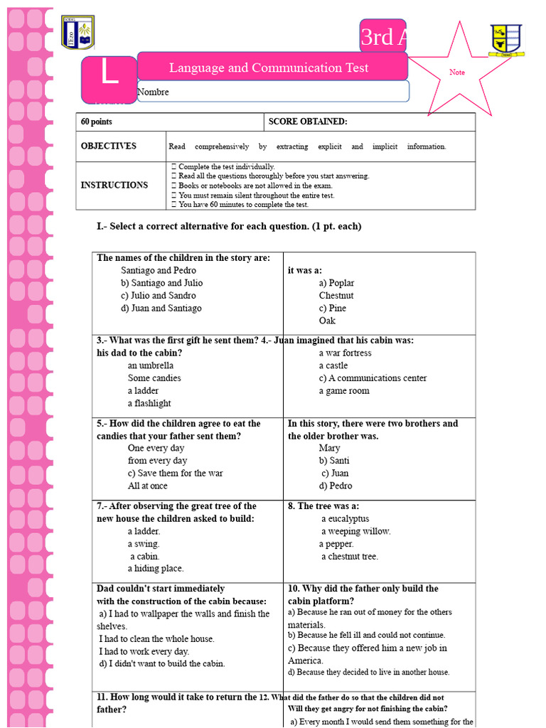 Language and Communication Test Guide | PDF