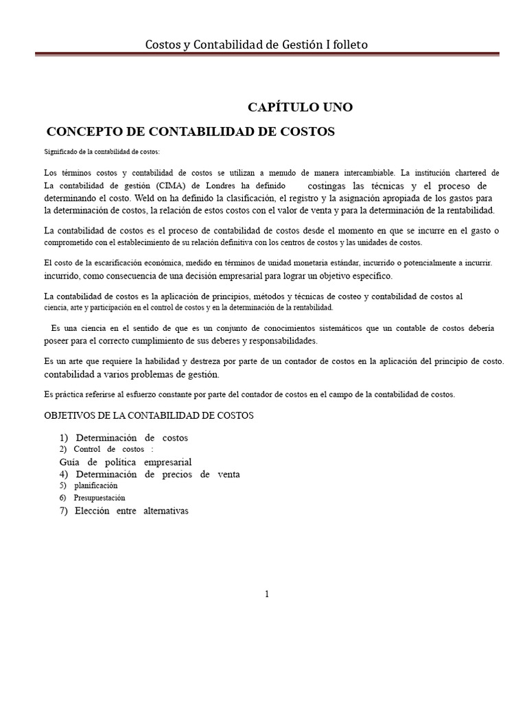 Contabilidad de Costos I | PDF | Contabilidad | Contabilidad de gestión