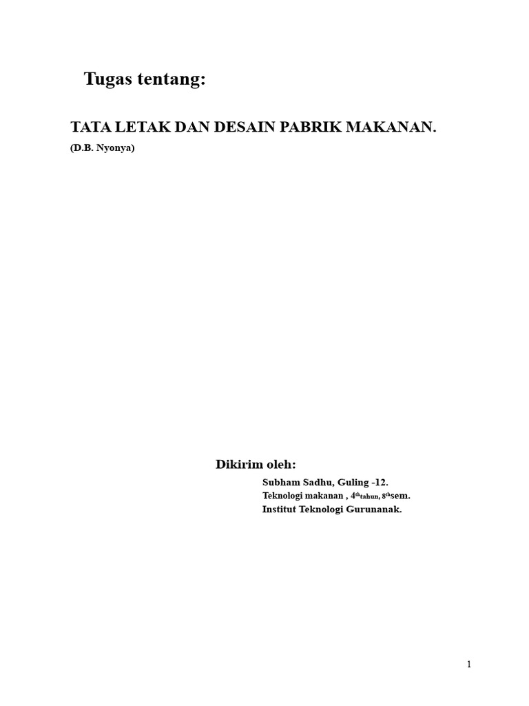 Desain Pabrik Makanan yang Efisien | PDF