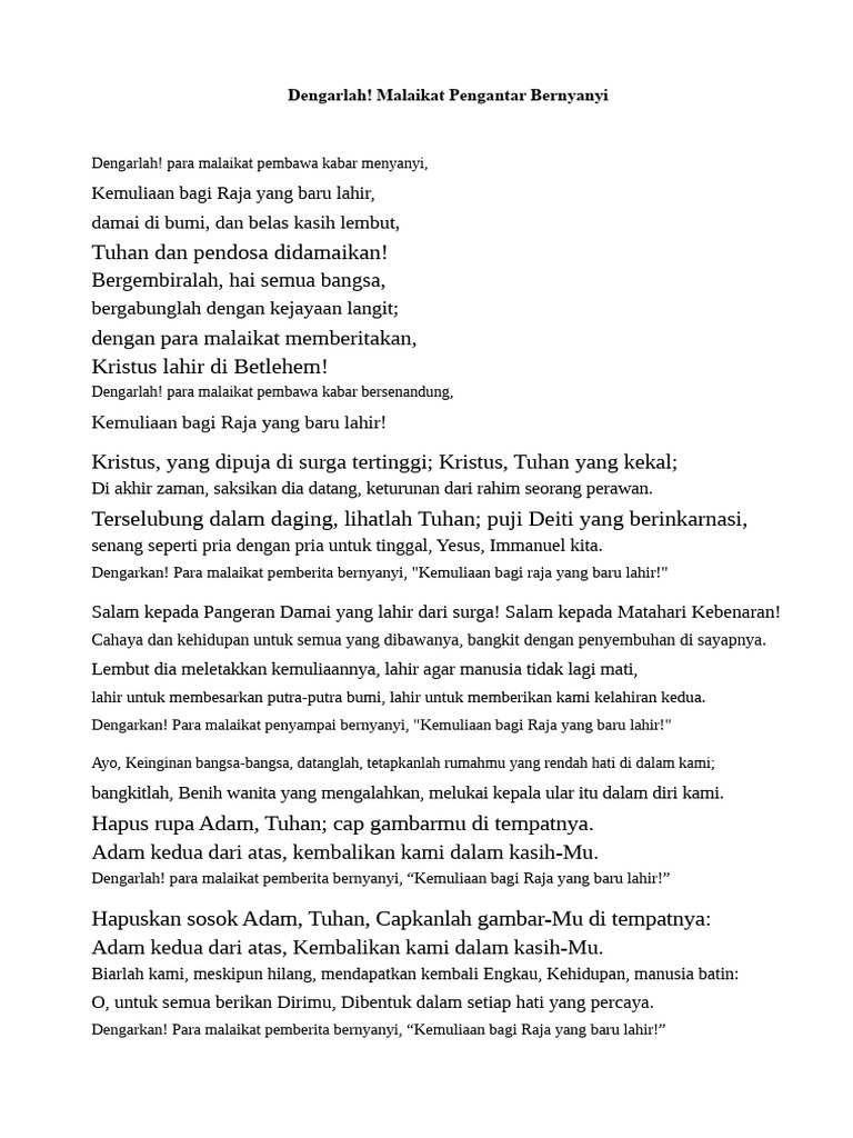 Lagu Malaikat: Kemuliaan bagi Raja Baru | PDF