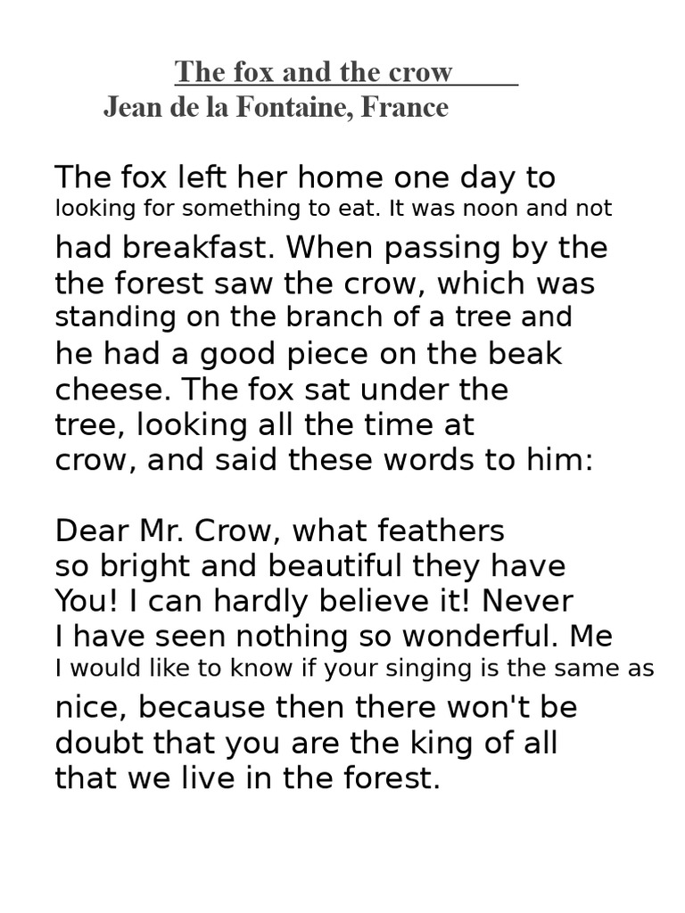 The Fox and The Crow. Fable | PDF