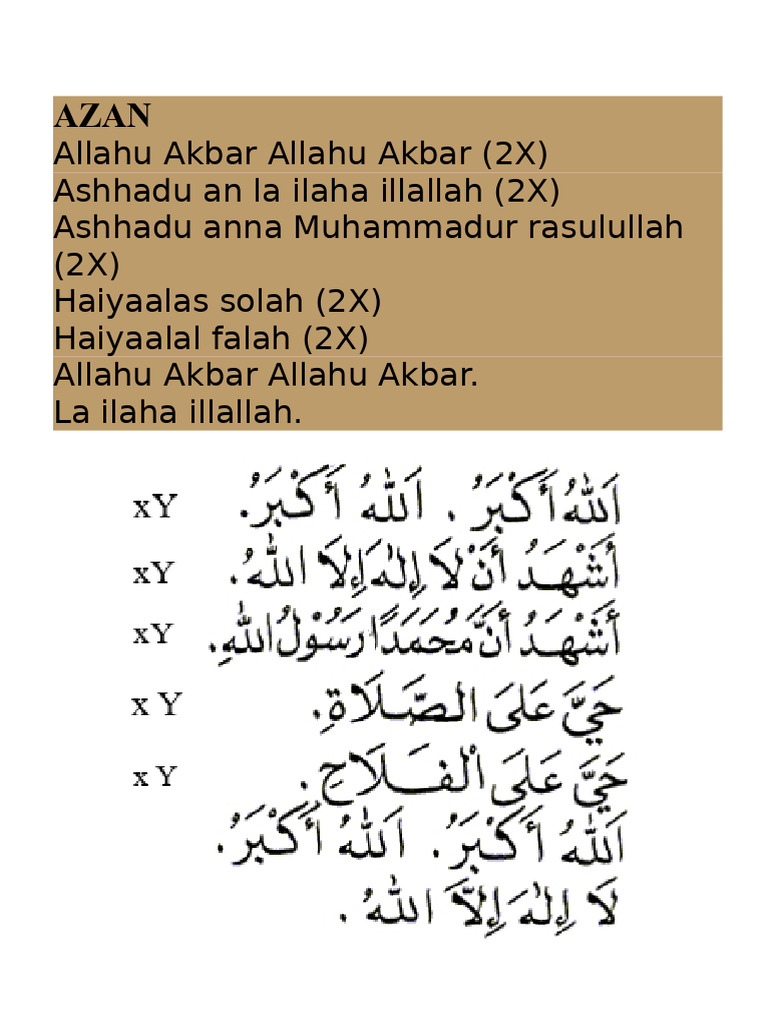 Texte de l'Azan et Do'a Associé | PDF