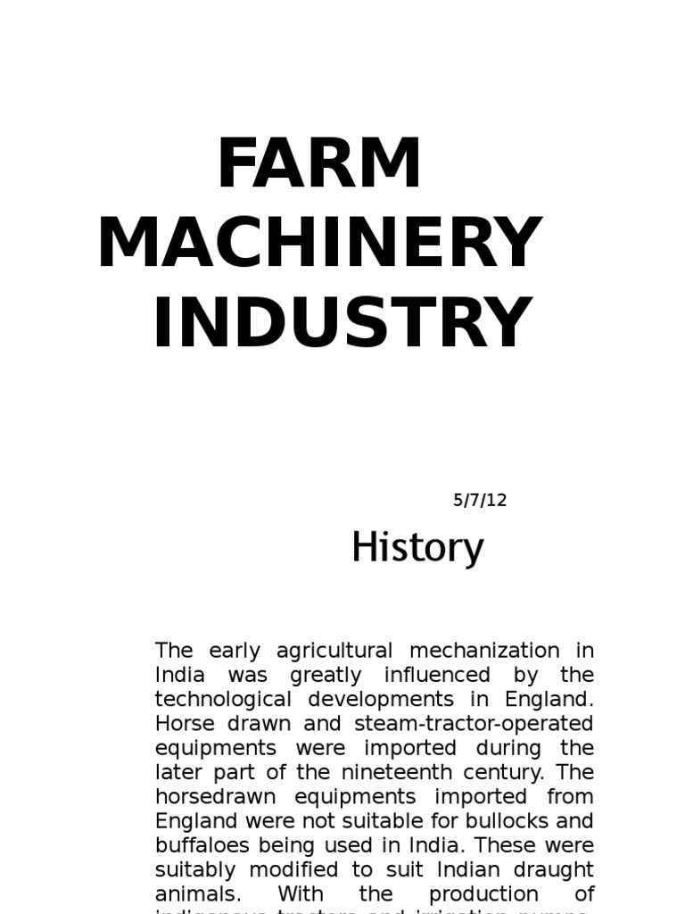Farm Machinery Industry PDF Agricultural Machinery Agriculture