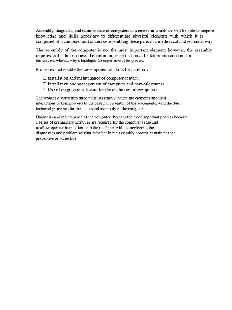 Introduction To Assembly and Maintenance | PDF