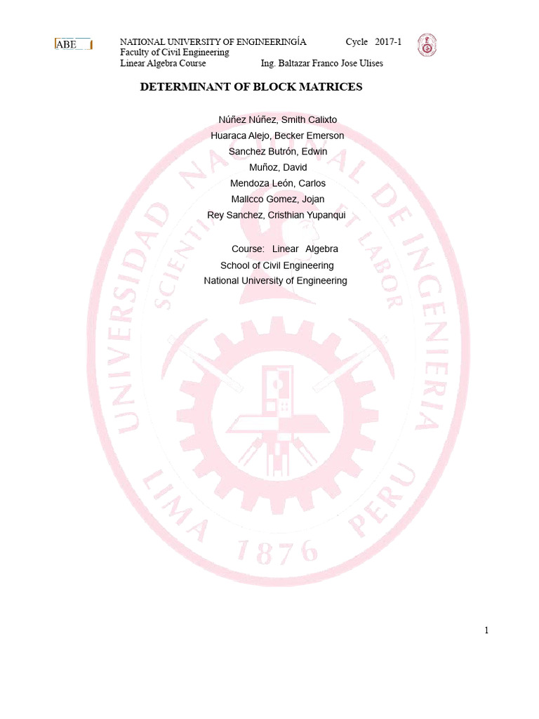 Block Matrices | PDF | Determinant | Matrix (Mathematics)