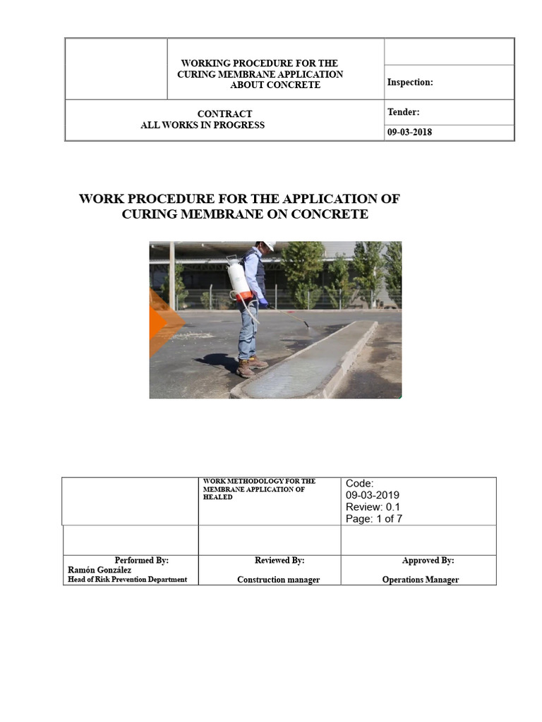 Application of Curing Membrane | PDF | Personal Protective Equipment ...