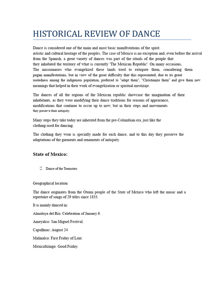 Historical Review of Dance | PDF | Dances | Mexico