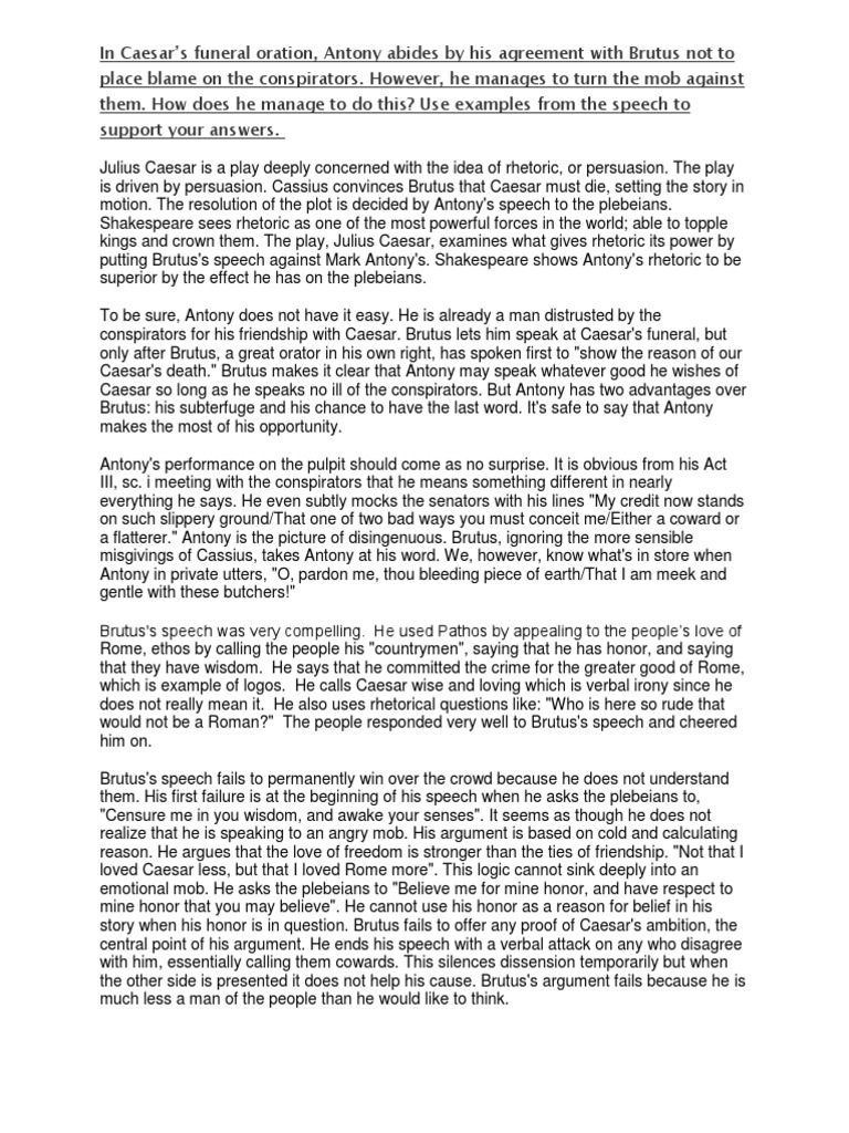 Funeral oration of mark antony