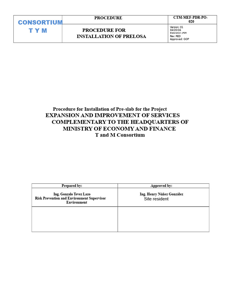 Precast Slab Installation Procedure Guide | PDF | Occupational Safety ...