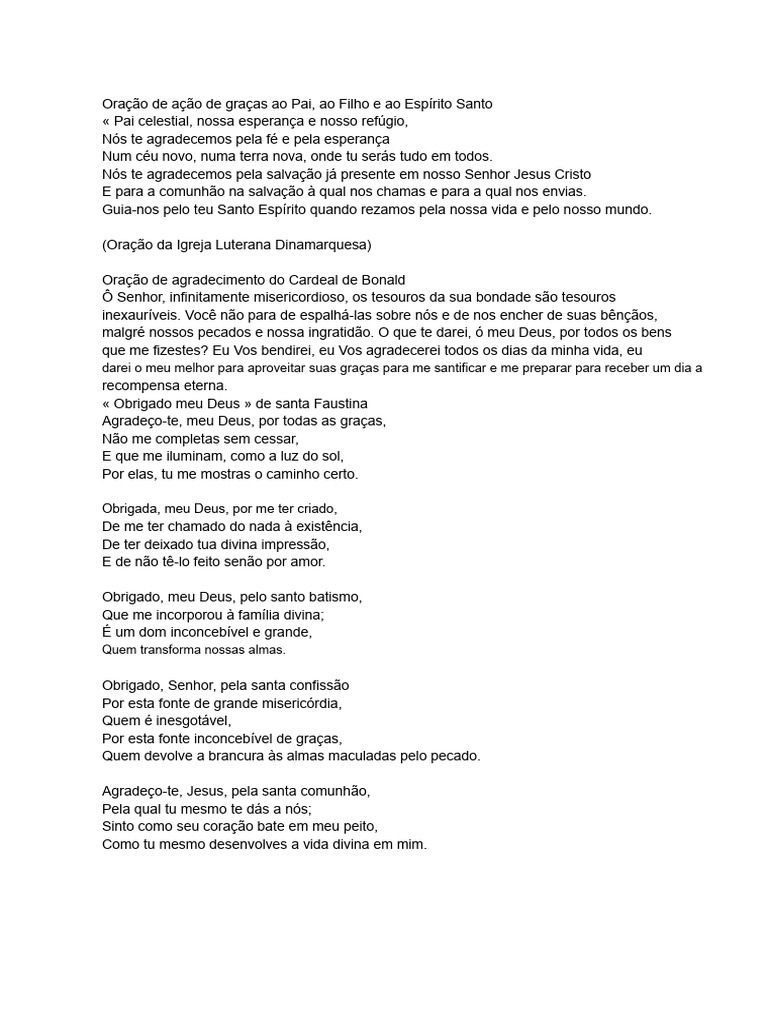 Oração de Ação de Graças à Trindade | PDF | Oração | Eucaristia