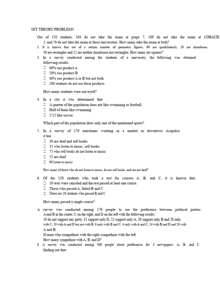Set Theory Problems | PDF | Rectangle | Mathematics