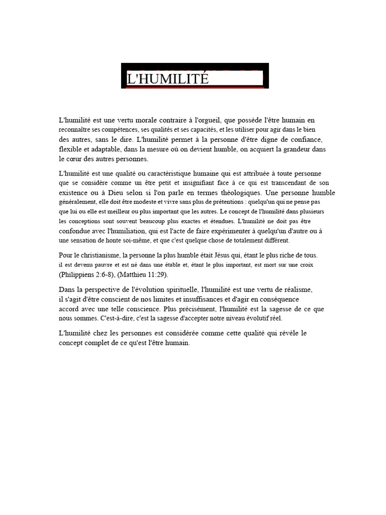 L'Essence de l'Humilité humaine | PDF | Humilité