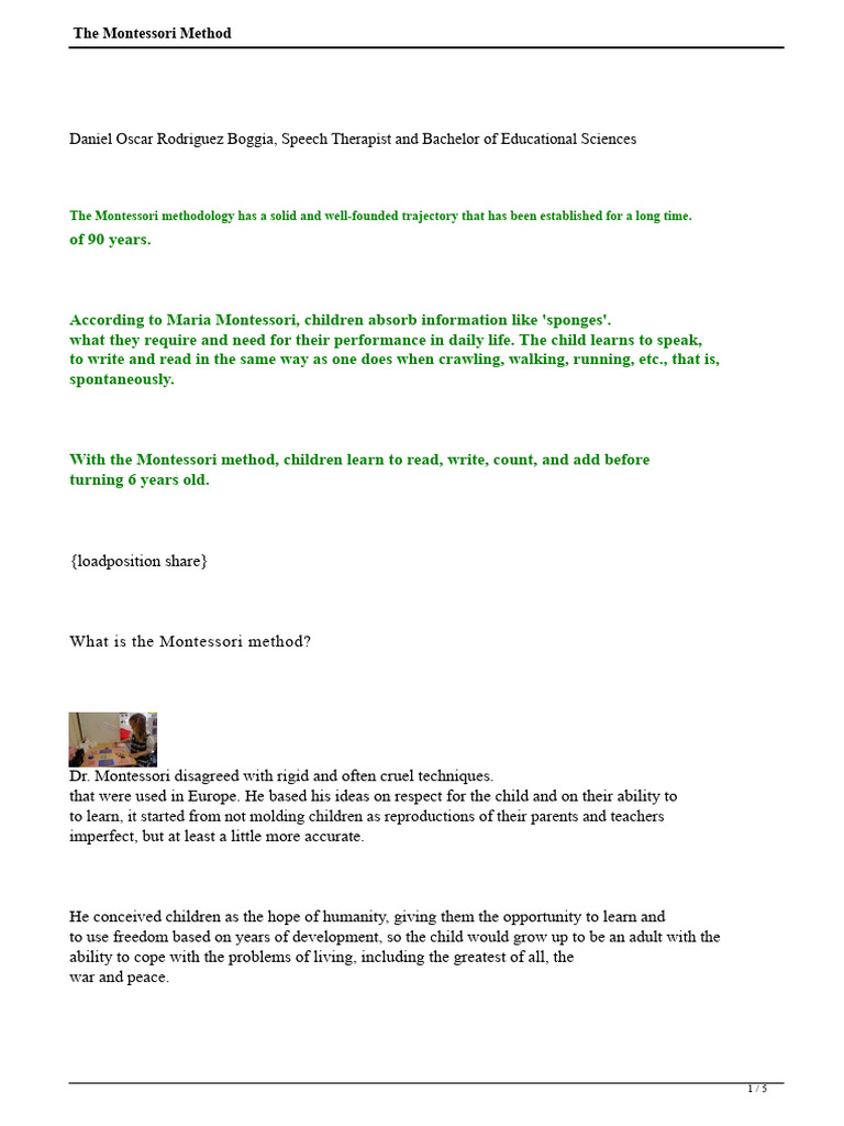 Understanding the Montessori Method | PDF | Montessori Education | Teachers