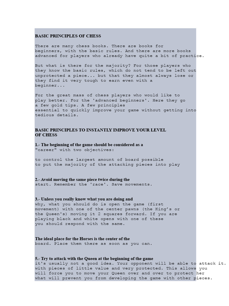 Essential Chess Tips for Beginners | PDF | Chess Strategy | Chess