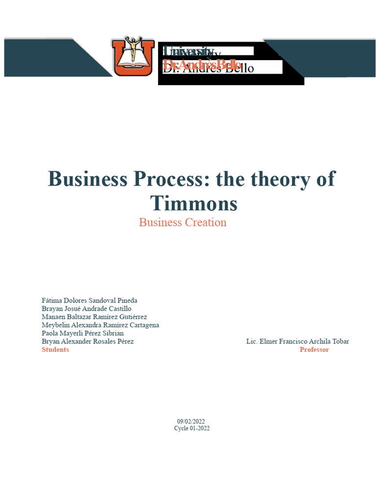 Business Process - Timmons Theory | PDF | Entrepreneurship | Business ...