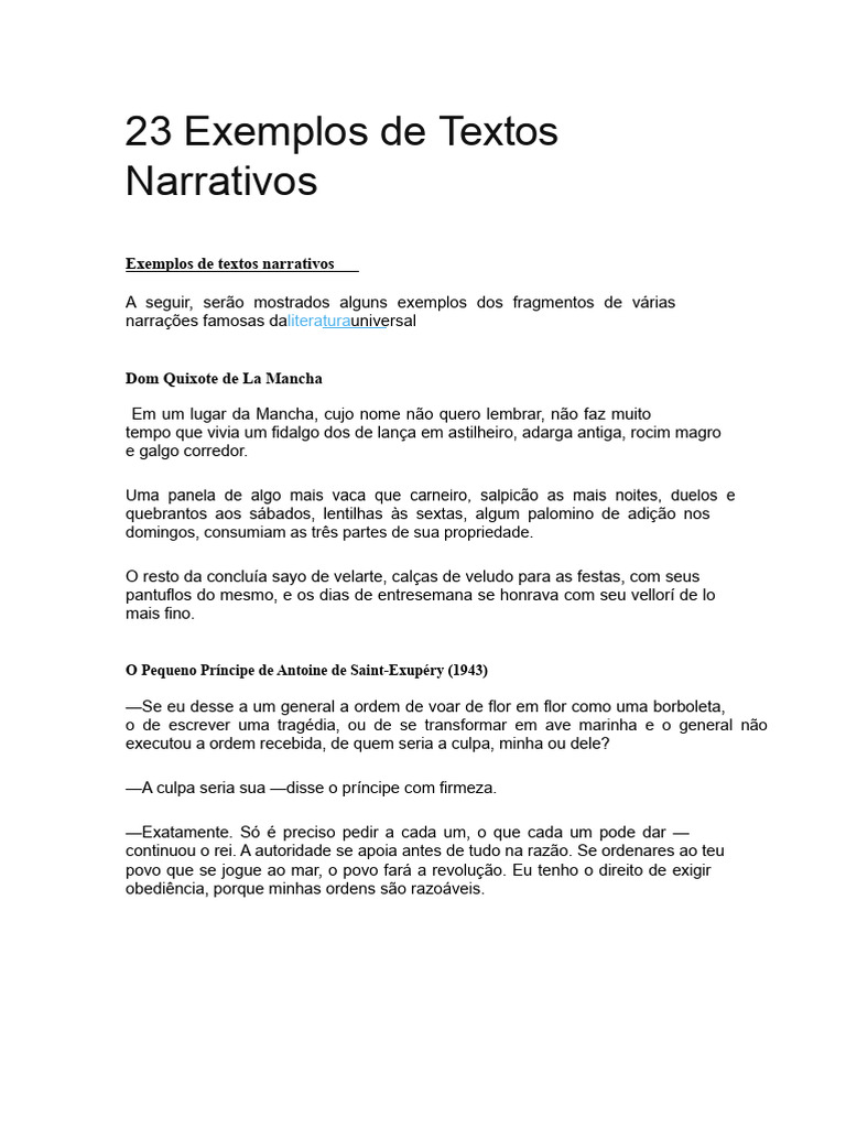 23 Exemplos de Textos Narrativos | PDF | Aldeia