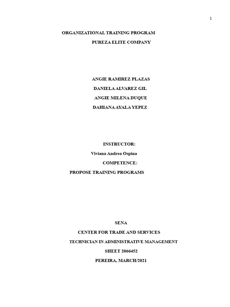 Final Project Organizational Training Program | PDF | Occupational ...