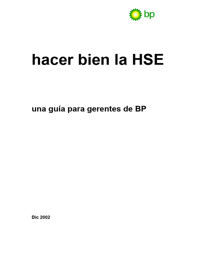 Obteniendo El HSE Correcto: Una Guía para Los Gerentes de BP 2001 | PDF ...