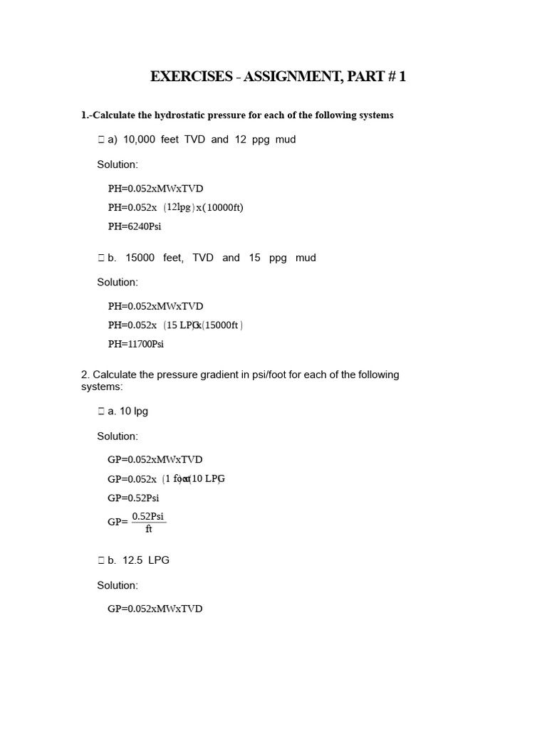 Hydrostatic Pressure Calculations Guide | PDF | Pressure | Gases