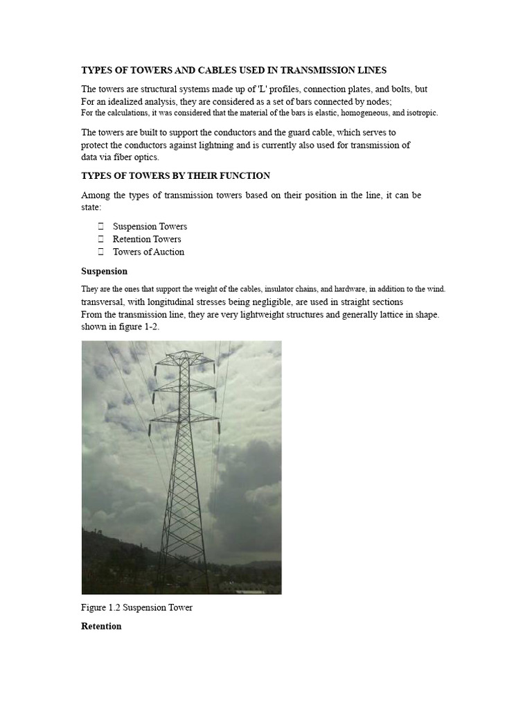 Types of Towers and Cables Used in Transmission Lines | PDF | Electric ...