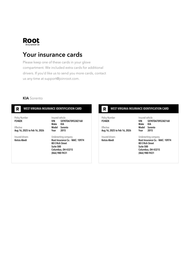 Root Insurance Cards2025!08!16 | PDF