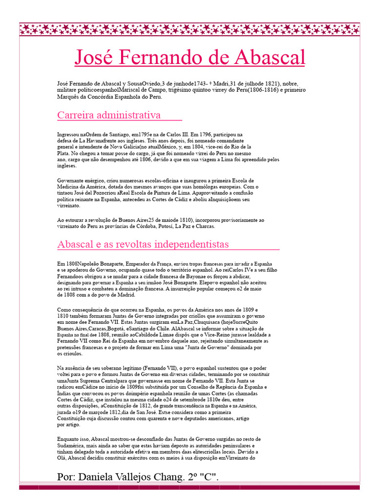José Abascal: Virrey do Peru e Suas Contribuições | PDF | Espanha | Peru