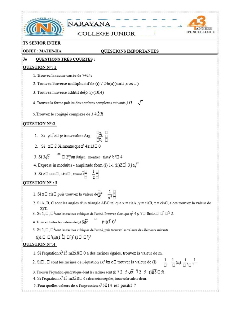Mathématiques : Racines et Probabilités | PDF | Nombre complexe | Loi ...