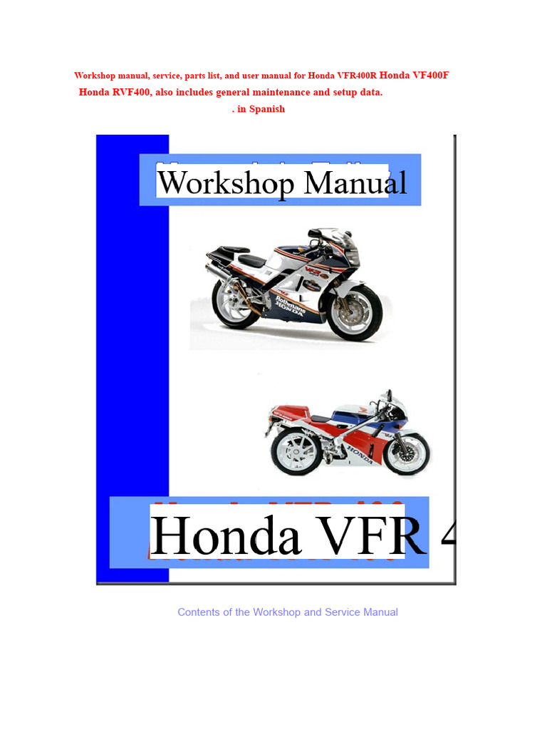 Honda VFR400R Workshop Manual | PDF