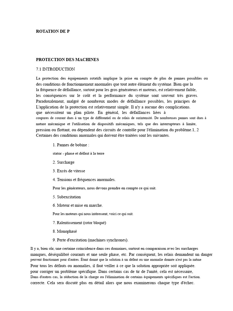 Protection des machines rotatives : principes clés | PDF | Générateur ...