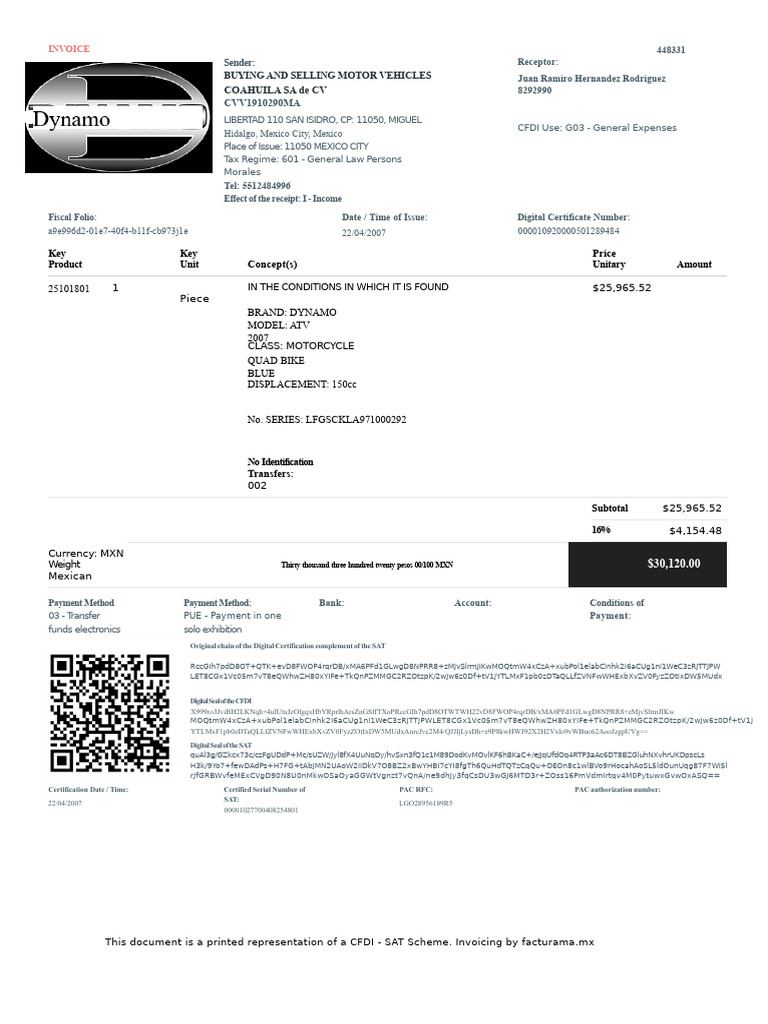 Atv 150 | PDF | Invoice | Mexican Peso