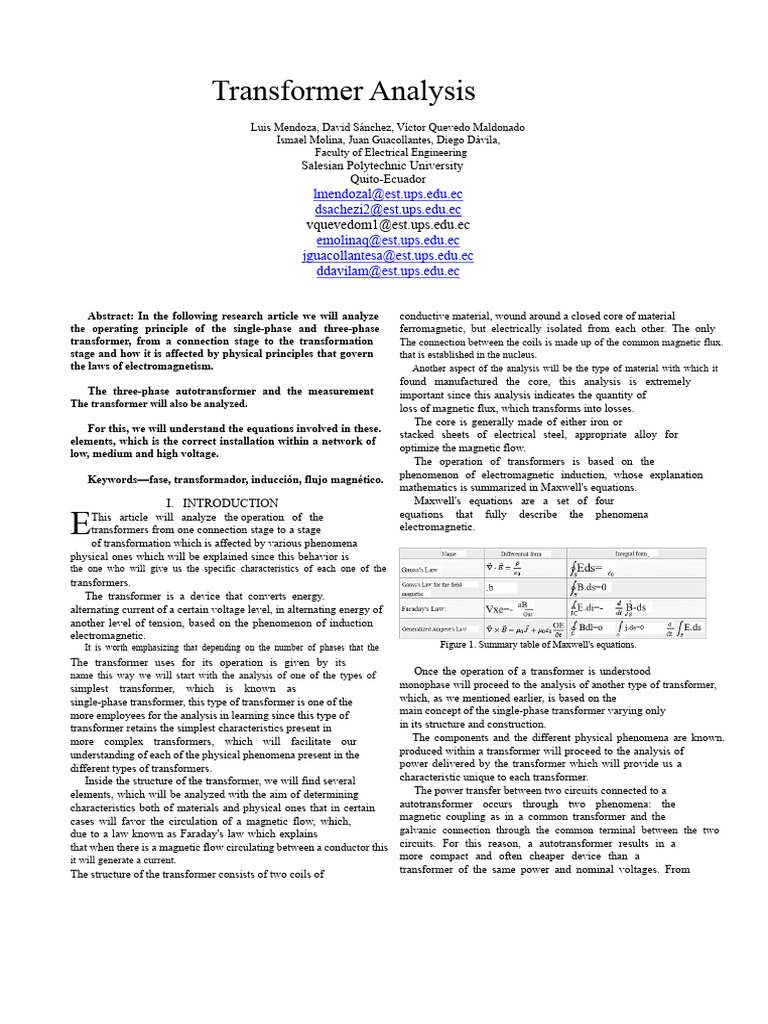 Transformer Analysis | PDF | Transformer | Manufactured Goods