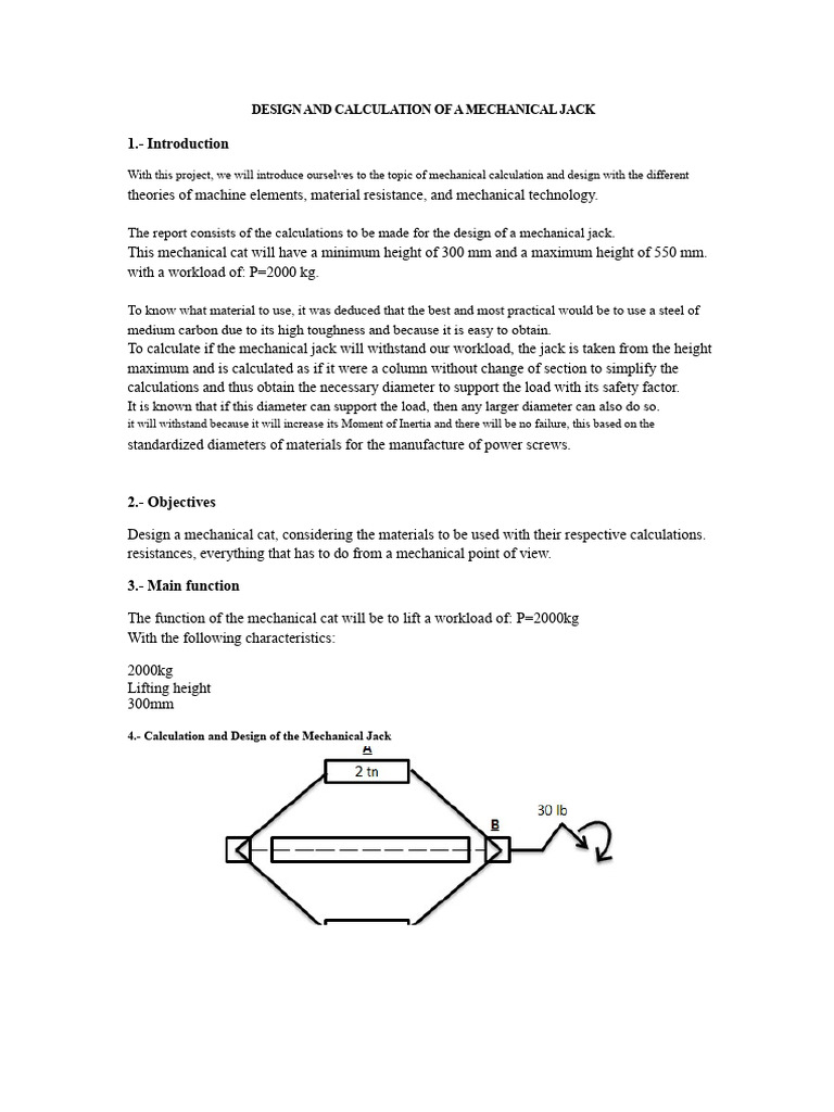 Design and Calculation of A Mechanical Jack Eighth A | PDF | Screw ...